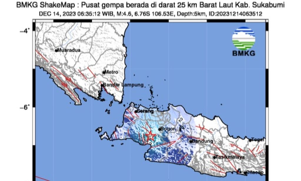 Gempa 4,6 Magnitudo Mengguncang Sukabumi