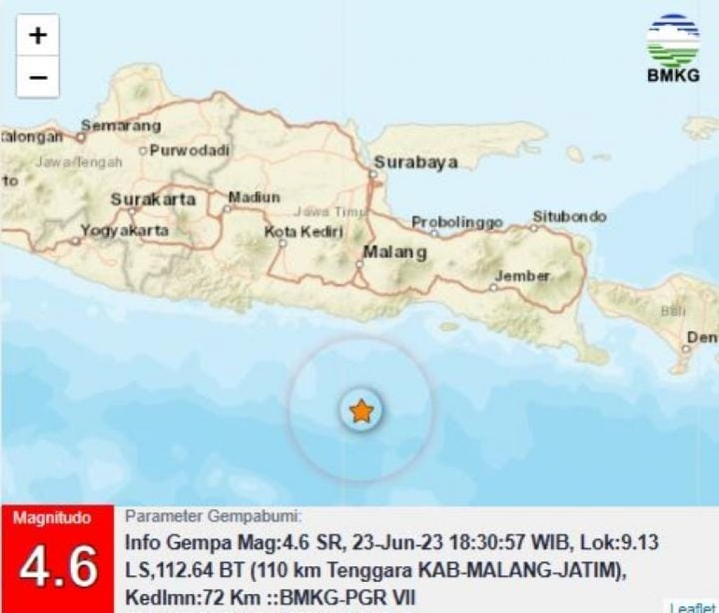 Gempa Magnitudo 4.6 Guncang Malang