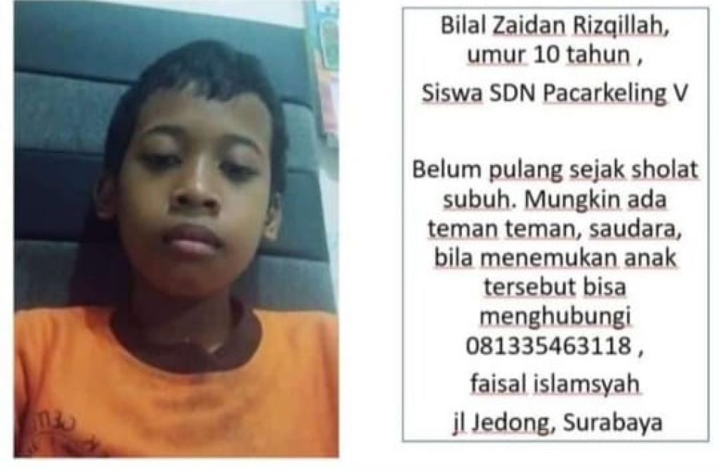 Bocah SD di Surabaya Dikabarkan Hilang, Begini Akhirnya