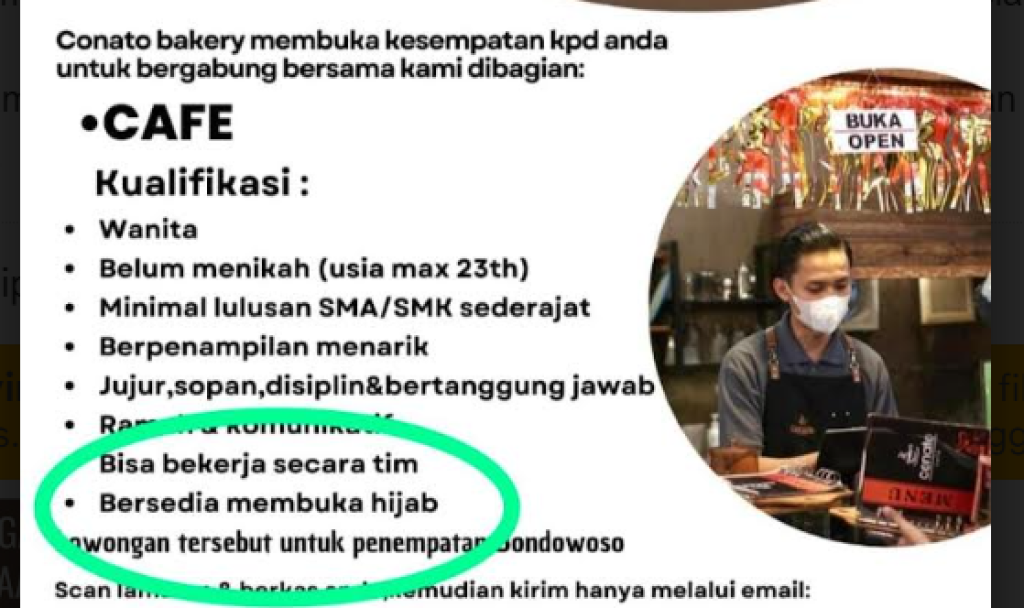 Toko Roti di Bondowoso Buka Lowongan Karyawati, Syaratkan Bersedia Buka Hijab