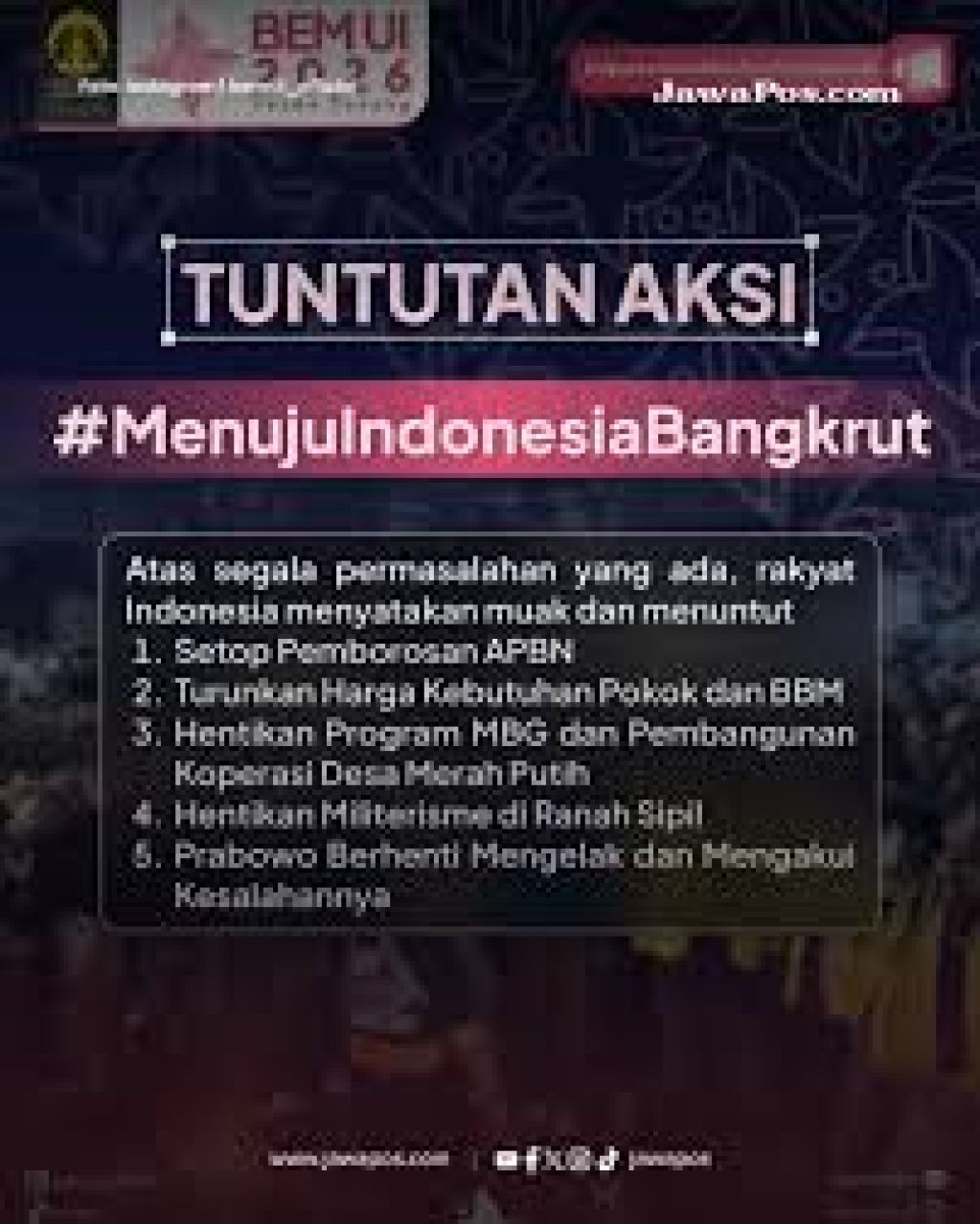 Ribuan Mahasiswa BEM UI Siap Kepung Bundaran HI, Pengendara Diminta Cari Jalur Alternatif