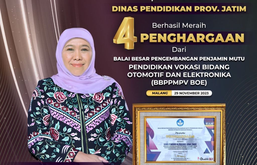 Jatim Borong 4 Penghargaan dari BBPPMPV BOE, Khofifah: Bukti Turunkan Pengangguran