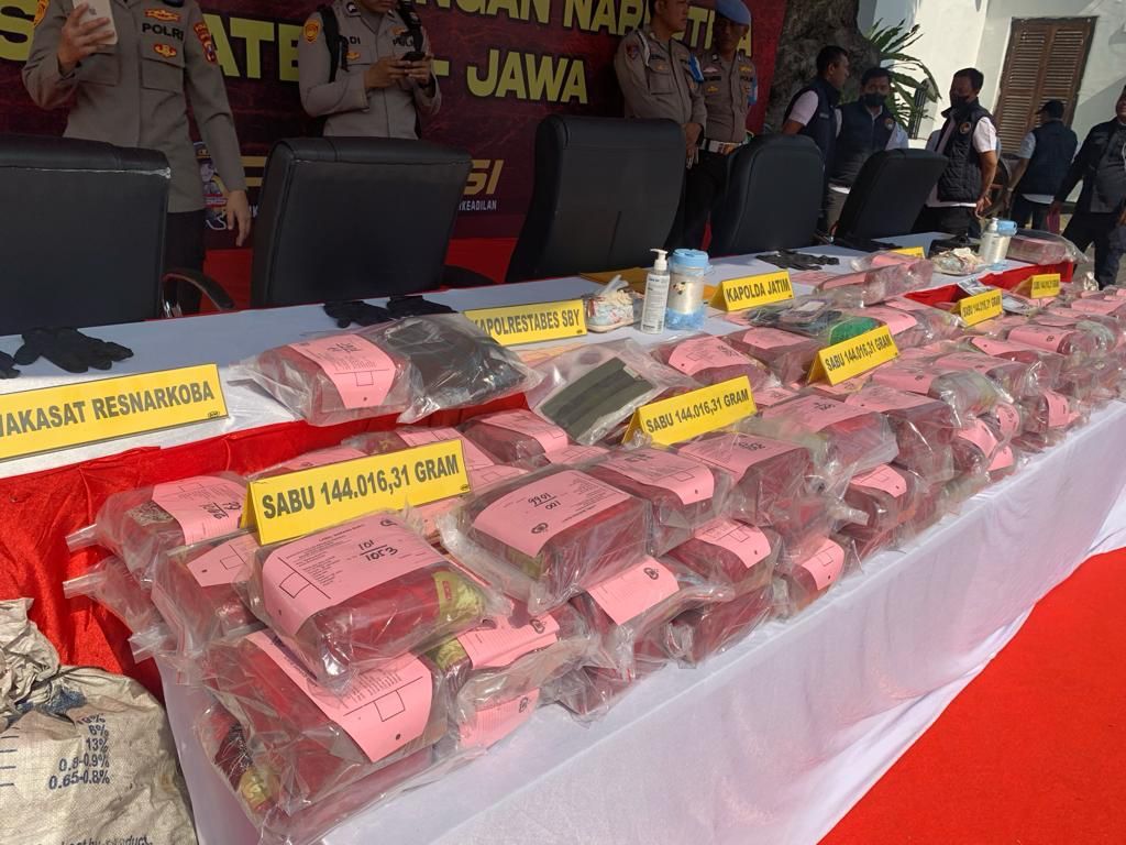 Satresnarkoba Polrestabes Surabaya Gagalkan Peredaran Sabu Ratusan Kilogram
