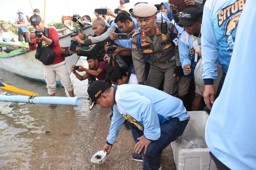 Jaga Ekosistem Laut, Ribuan Tukik dan Benih Ikan Kakap Putih Dilepas di Situbondo