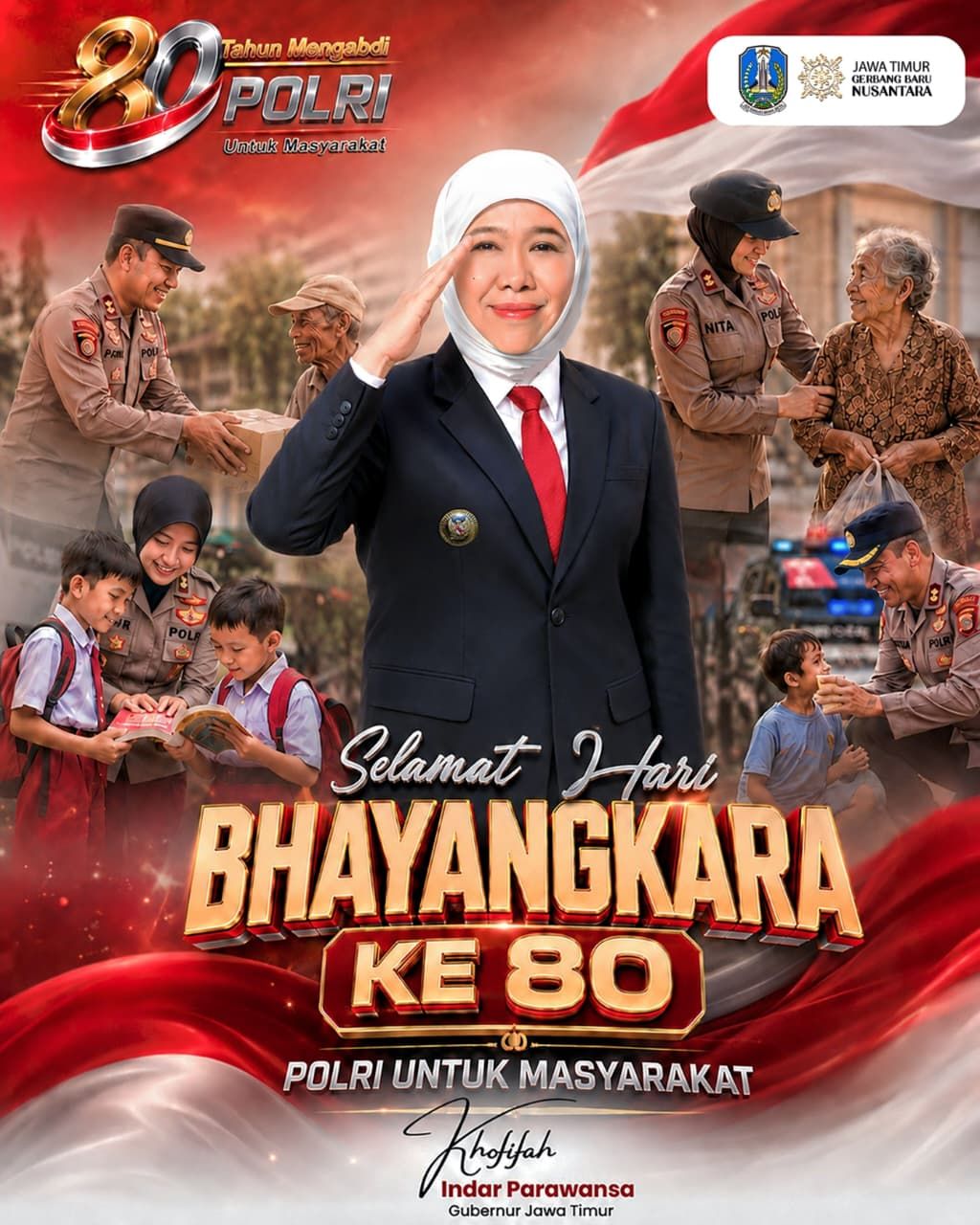 Hari Bhayangkara Ke-80, Khofifah Apresiasi Dedikasi Humanis Polri