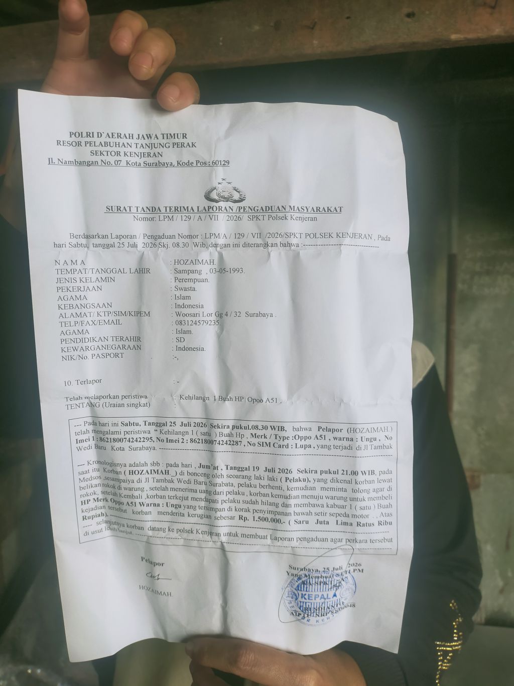 Modus Pinjam Telepon, Ponsel Wanita Surabaya Raib Dibawa Pelaku
