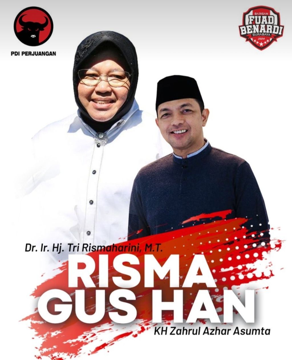 Muncul Poster Risma-Gus Han di Pilgub Jatim 2024