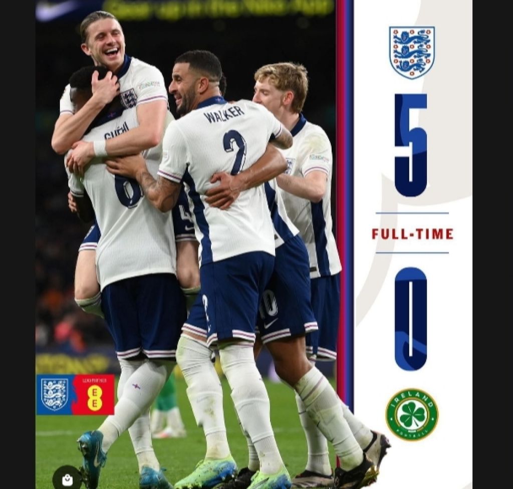 Bantai Irlandia 5-0, Inggris Lolos Nations League