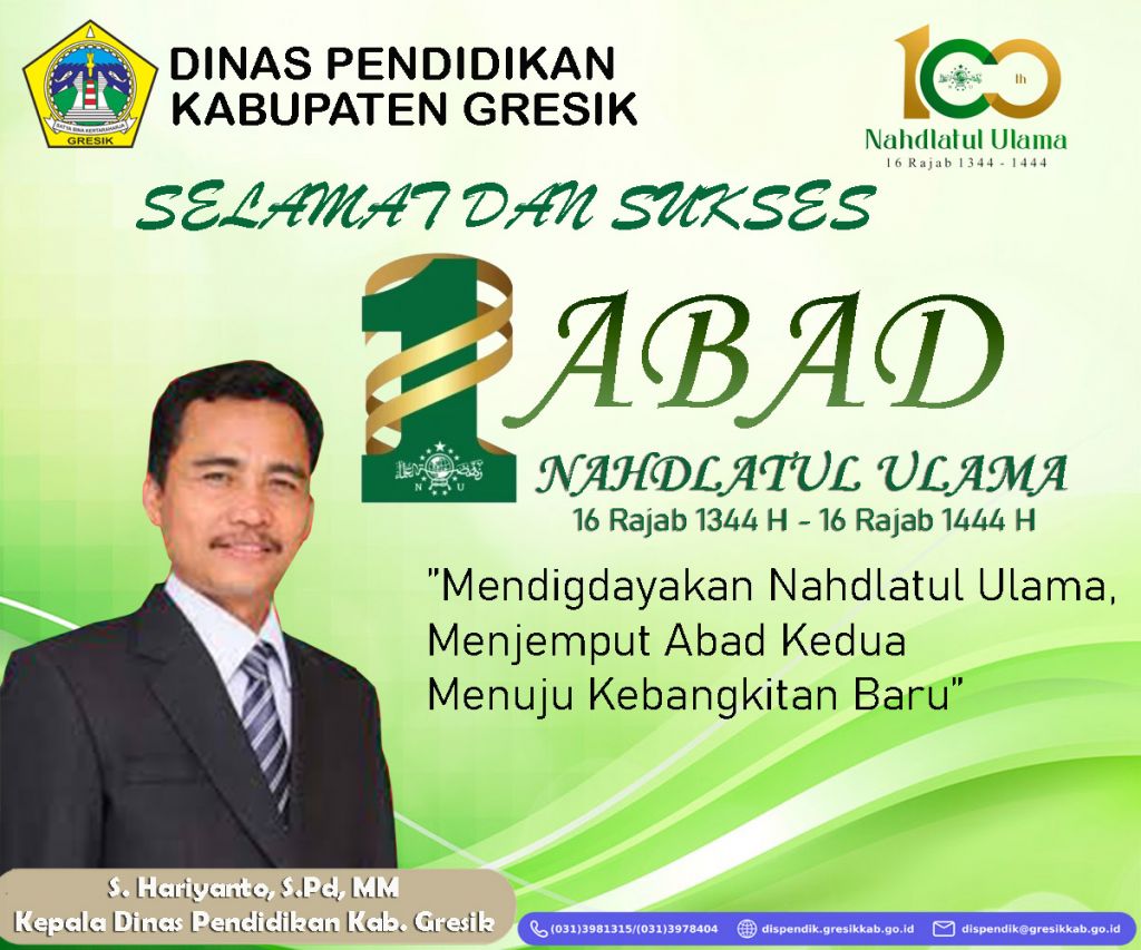 Kepala Dinas Pendidikan Gresik : Selamat dan Sukses Resepsi Puncak 1 Abad NU