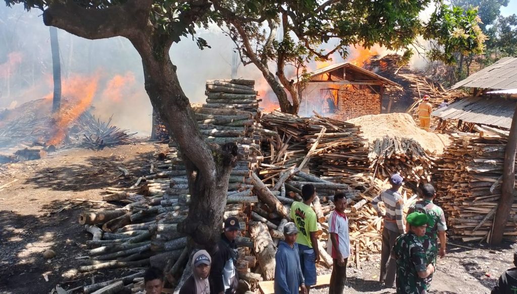Gudang Pengolahan Kayu di Leces Probolinggo Ludes Terbakar