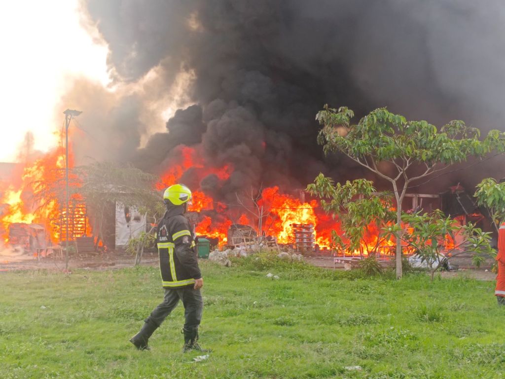 Kompleks Gudang Palet di Surabaya Terbakar