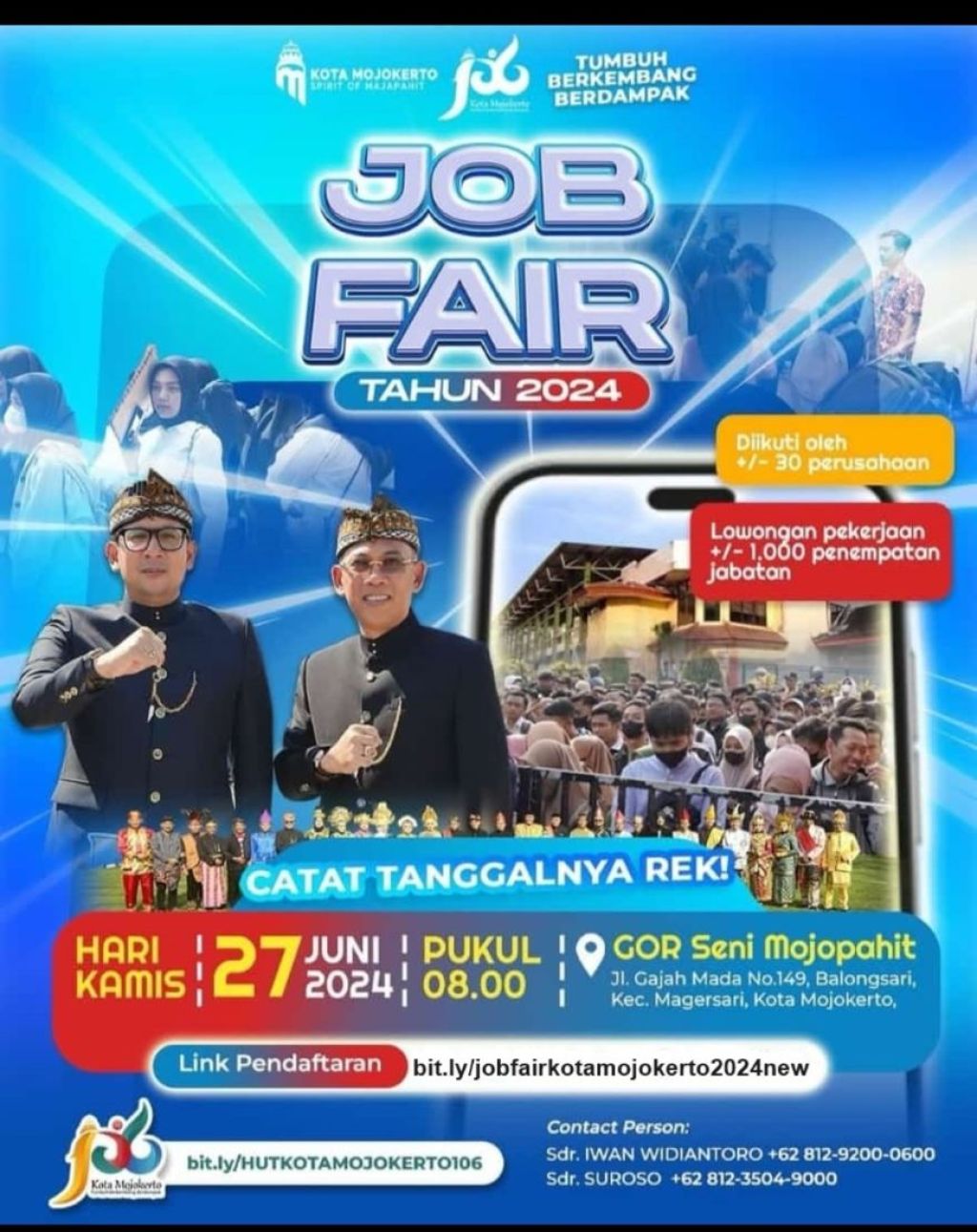 Ayo Daftar Rek, 1.328 Lowongan Kerja Semarakkan Job Fair Kota Mojokerto 2024