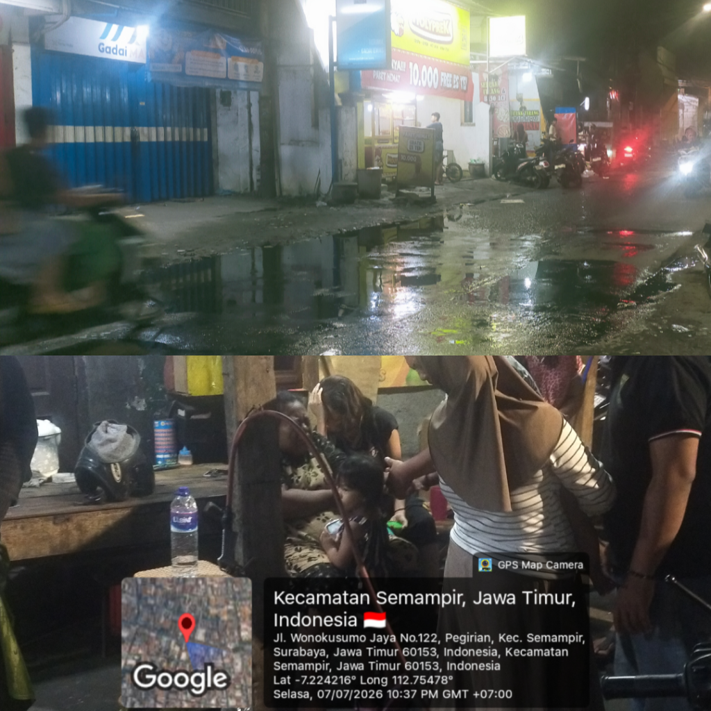 Saluran Mampet, Ibu Bersama Dua Anak Tersungkur di Wonokusumo