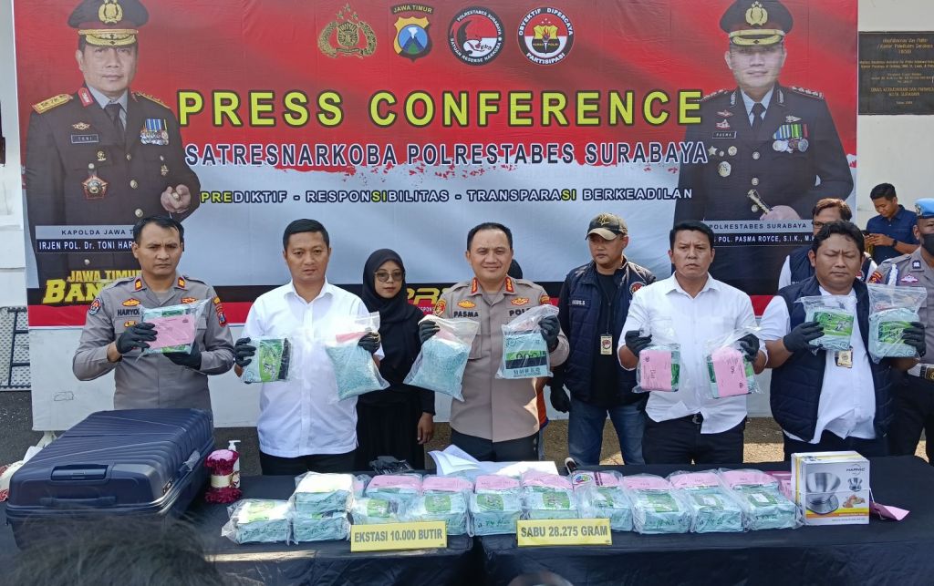 28 Kg Sabu dan 10 Ribu Pil Ekstasi dari Sumatera Gagal Masuk Jawa Timur
