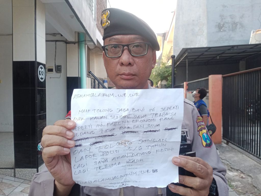 Pembuang Bayi Prematur di Surabaya Tinggalkan Pesan, Minta Penemu Tak Lapor Polisi