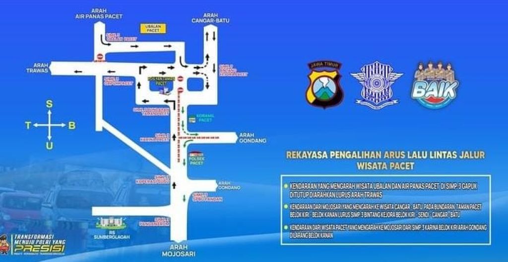 Rekayasa Lalu Lintas di Wisata Pacet-Trawas Mojokerto saat Malam Tahun Baru 2024