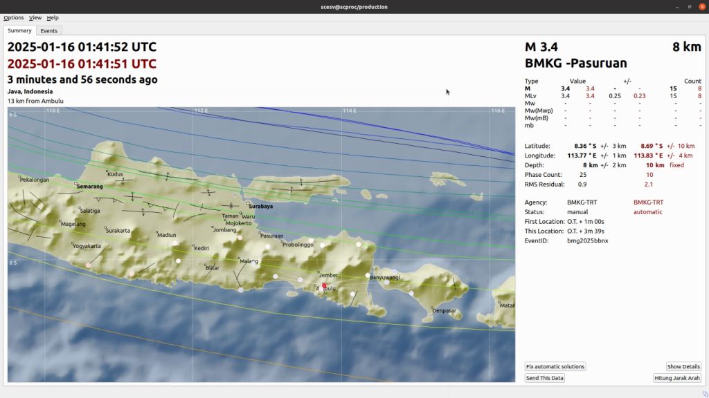 Gempa Magnitudo 3,4 Getarkan di Jember