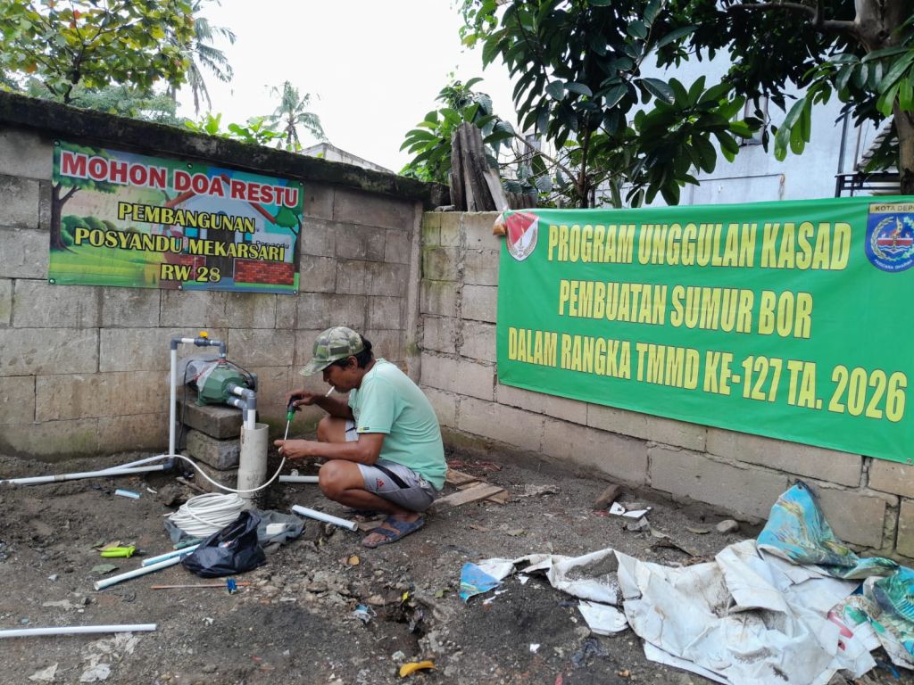 Satgas TMMD Depok Perkuat Akses Air Bersih, Tiga Sumur Bor Rampung 100 Persen