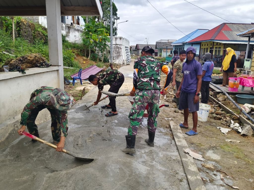 Satgas TMMD Ke-129 Kodim 1311/Morowali Kebut Pembangunan Rabat Beton di Desa Polewali